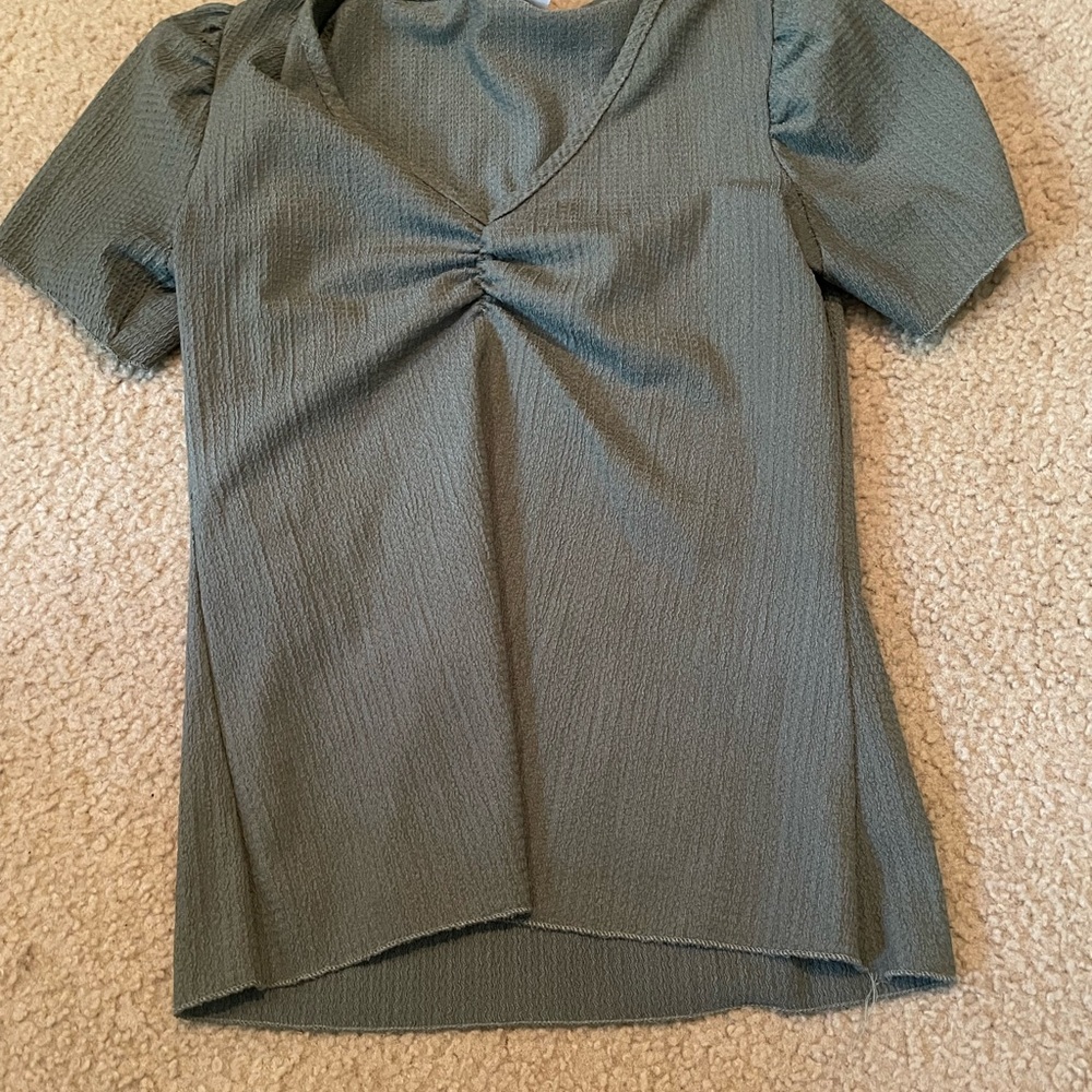Olivia Rae Green Puff Sleeve Blouse, Fits size S-L